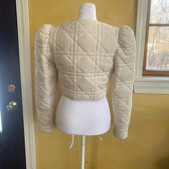 ASTR Ivory Quilted Cropped Blazer Jacket Women's XS - Picture 6 of 11